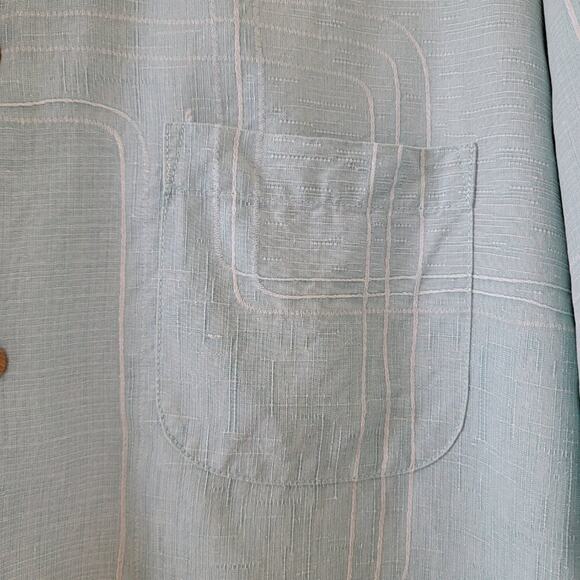 Tommy Bahama Short Sleeve Silk Shirt Mens XL Teal Blue Button Front Collared - Picture 3 of 15